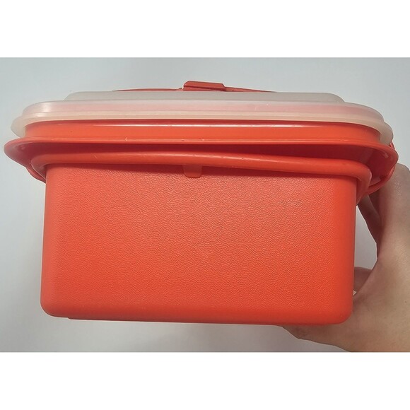 Tupperware Pack N Carry Lunch Box Set Vintage Paprika Red #1254-3 - Picture 5 of 16